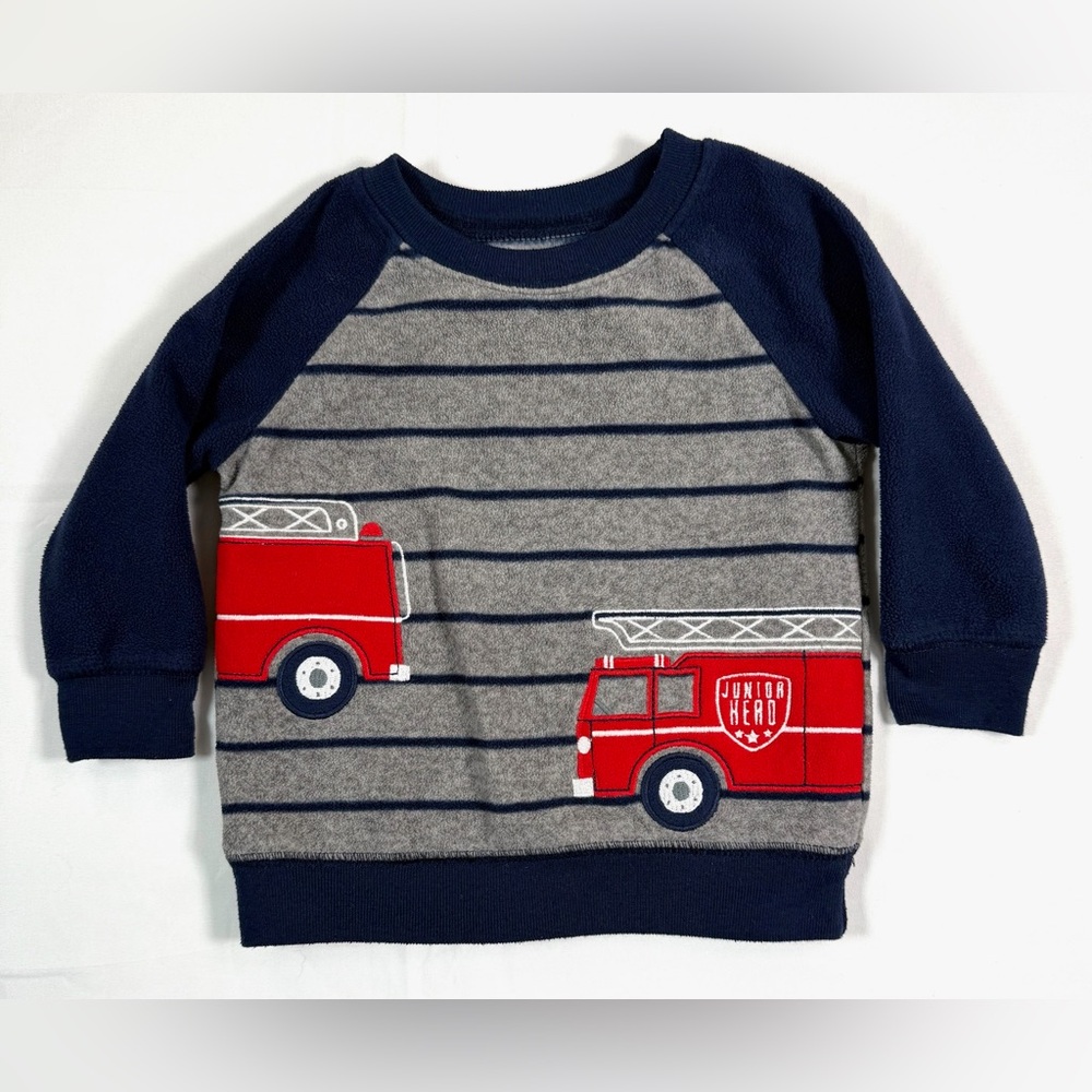 CHILD OF MINE‎ BY CARTER'S Baby Boys' Firetruck Striped Raglan Sweatshirt 6-9M